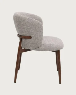 Mila - Chaise en tissu taupe et pieds métal