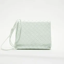 Mini sac bandoulière en Cuir nappa Intrecciato l'or des glaciers - 19x15x6 cm