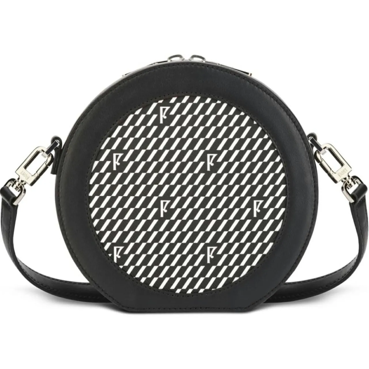 Mini Sac en Toile enduite & Cuir Medoc noir/blanc - 13x13x5.5 cm