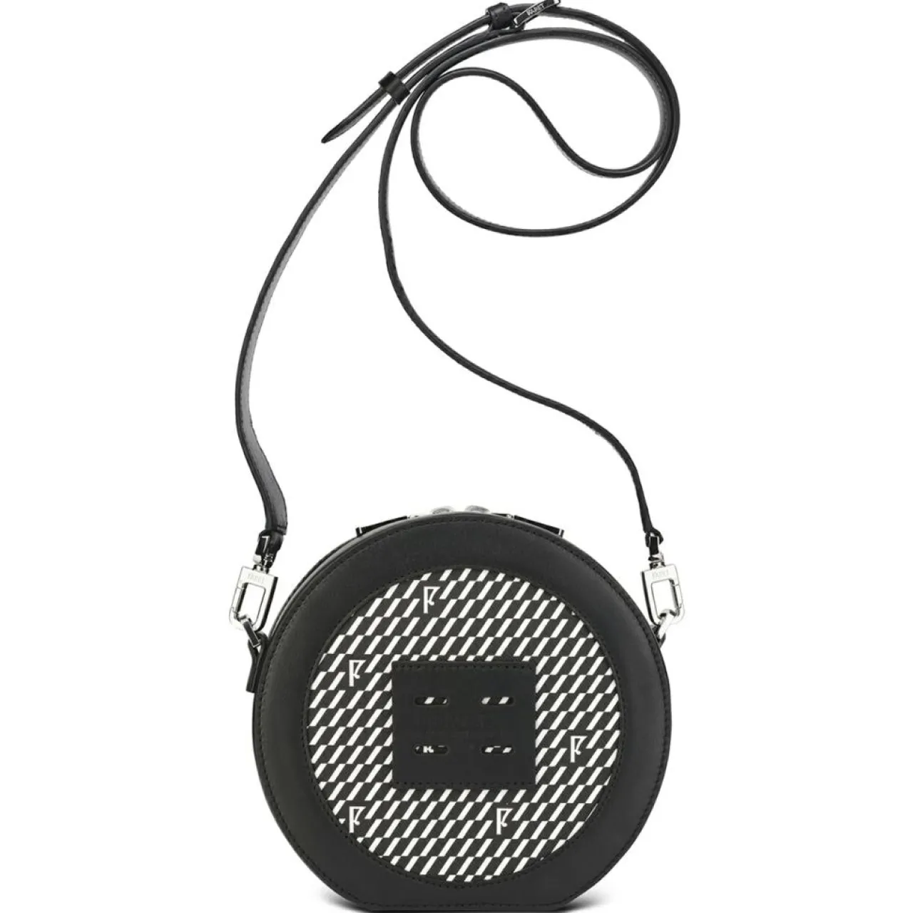 Mini Sac en Toile enduite & Cuir Medoc noir/blanc - 13x13x5.5 cm