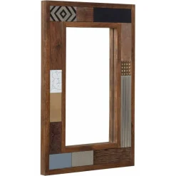 Miroir peau de vache bois sculpté manguier terranova marron - 100x4x70 cm