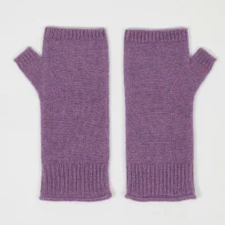 Mitaines 100% Cachemire poignets en côtes Mindy orchidée