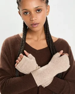 Mitaines 100% Cachemire poignets en côtes Mindy chestnut