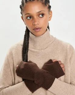 Mitaines 100% Cachemire poignets en côtes Mindy brownie