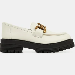 Mocassins en Cuir boucle beiges - Talon 5 cm