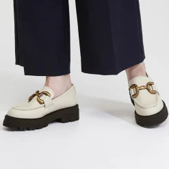 Mocassins en Cuir boucle beiges - Talon 5 cm