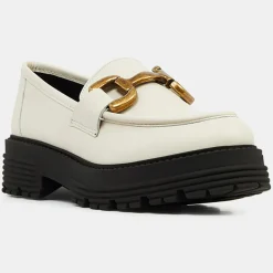 Mocassins en Cuir boucle beiges - Talon 5 cm