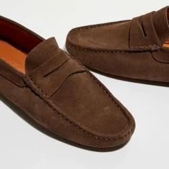 Mocassins en Velours de Cuir Martin marron