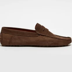 Mocassins en Velours de Cuir Martin marron