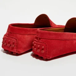 Mocassins en Velours de Cuir Martin rouges