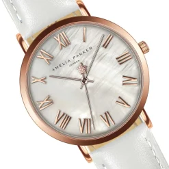 Montre Femme Classique en Cuir blanche