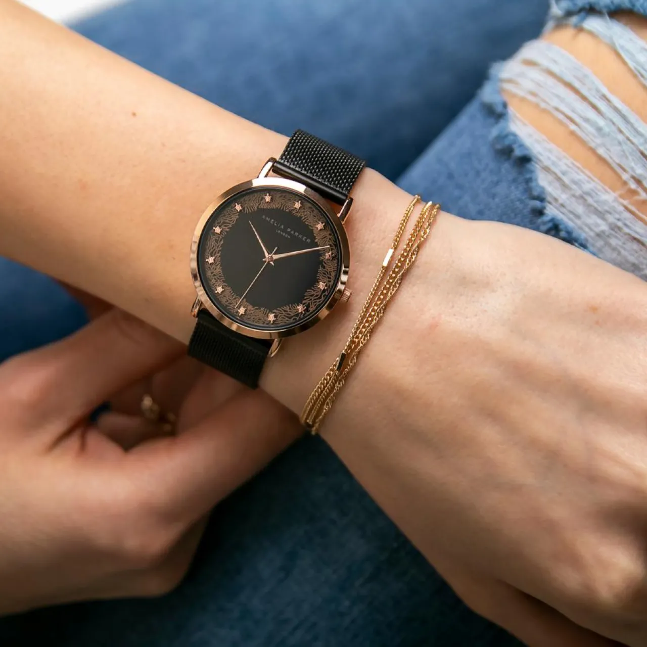 Montre Femme Coral en Acier noire