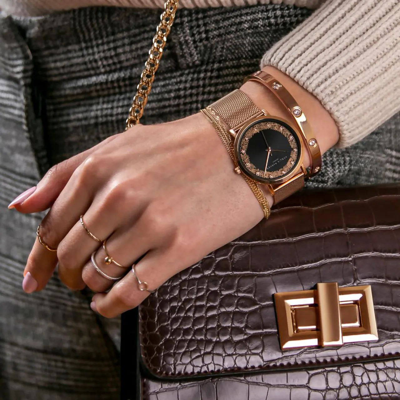 Montre Femme Coral en Acier rose doré