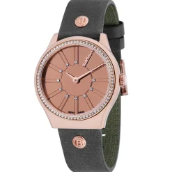 Montre Femme en Cuir & cristaux Swarovski Adria gris foncé