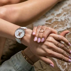 Montre Femme en Cuir Rose Turtle blanche