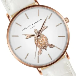 Montre Femme en Cuir Rose Turtle blanche