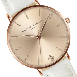 Montre Femme Gold Sky en Cuir blanche