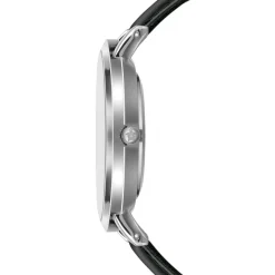 Montre Femme Grand Blanc en Cuir noire