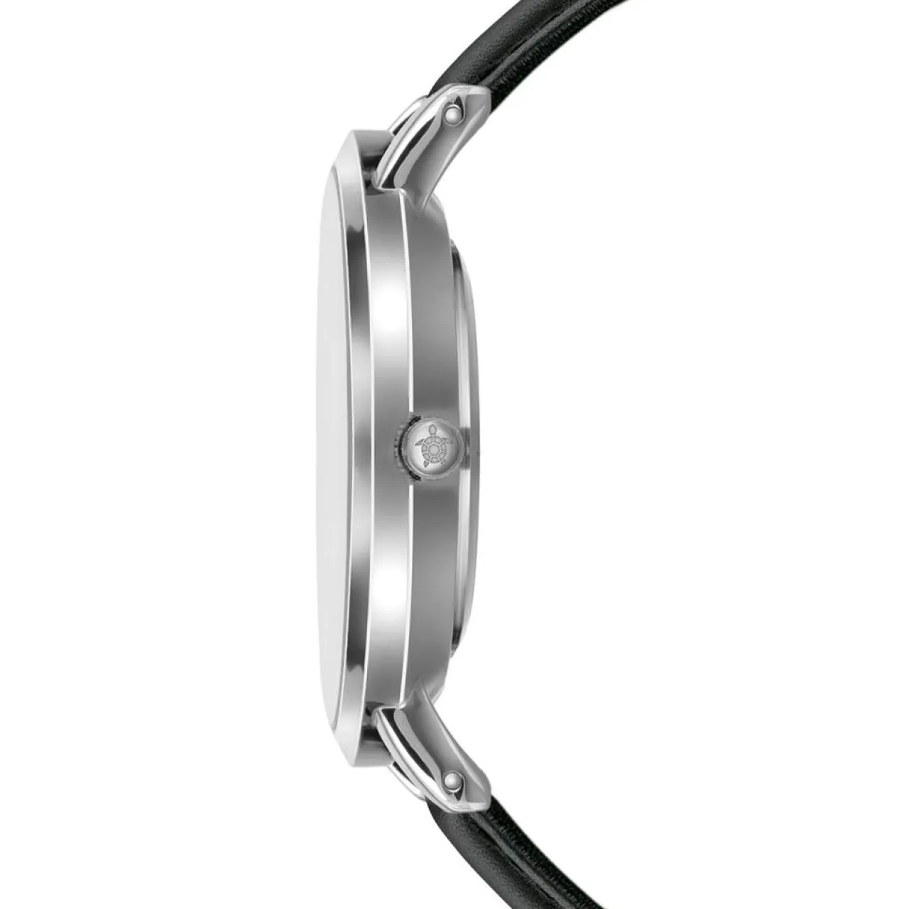 Montre Femme Grand Blanc en Cuir noire