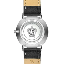 Montre Femme Grand Blanc en Cuir noire