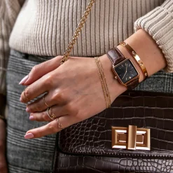 Montre Femme Night Plaza en Cuir marron