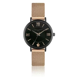 Montre Femme Petite Noir en Acier rose doré
