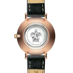 Montre Femme Petite Rose en Cuir noire