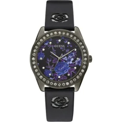Montre Femme Violet en Cuir noire