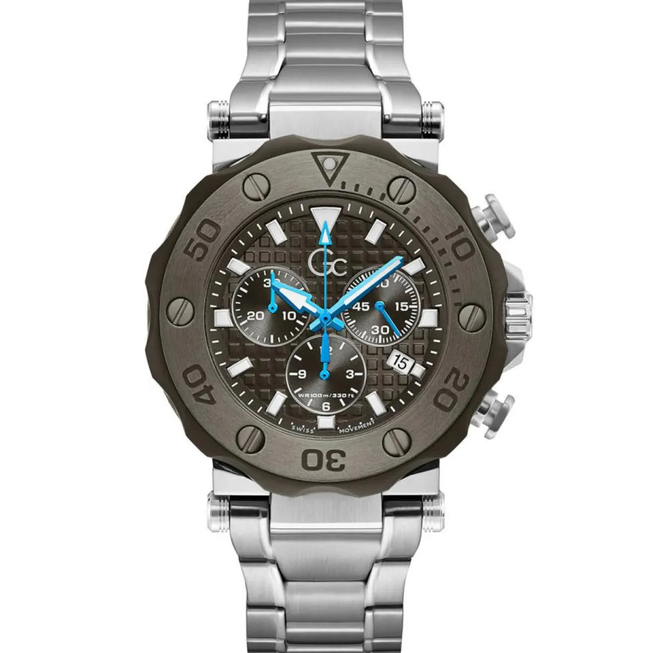 Montre Homme Diver Code Chrono en Acier inoxydable 316L argentée