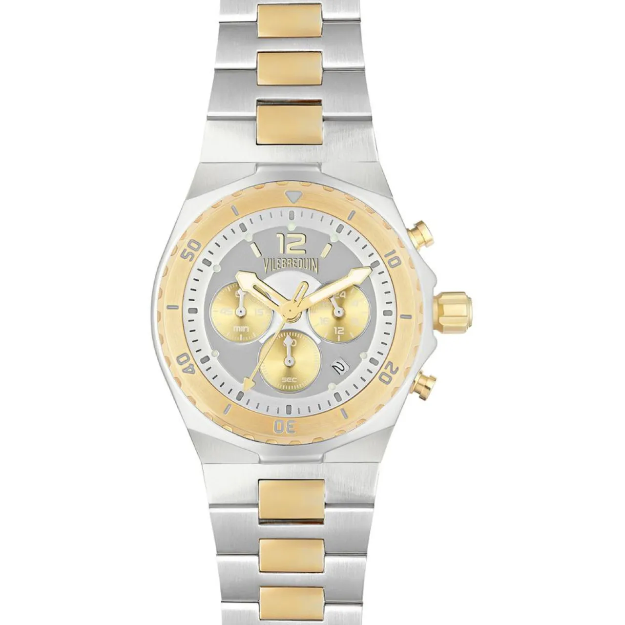 Montre Homme en Acier Chronographe argenté/doré