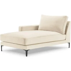 Méridienne Velours Gauche Venus beige clair - 160x104x90 cm