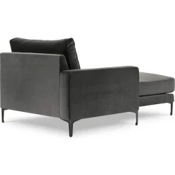 Méridienne Velours Gauche Venus grise - 160x104x90 cm