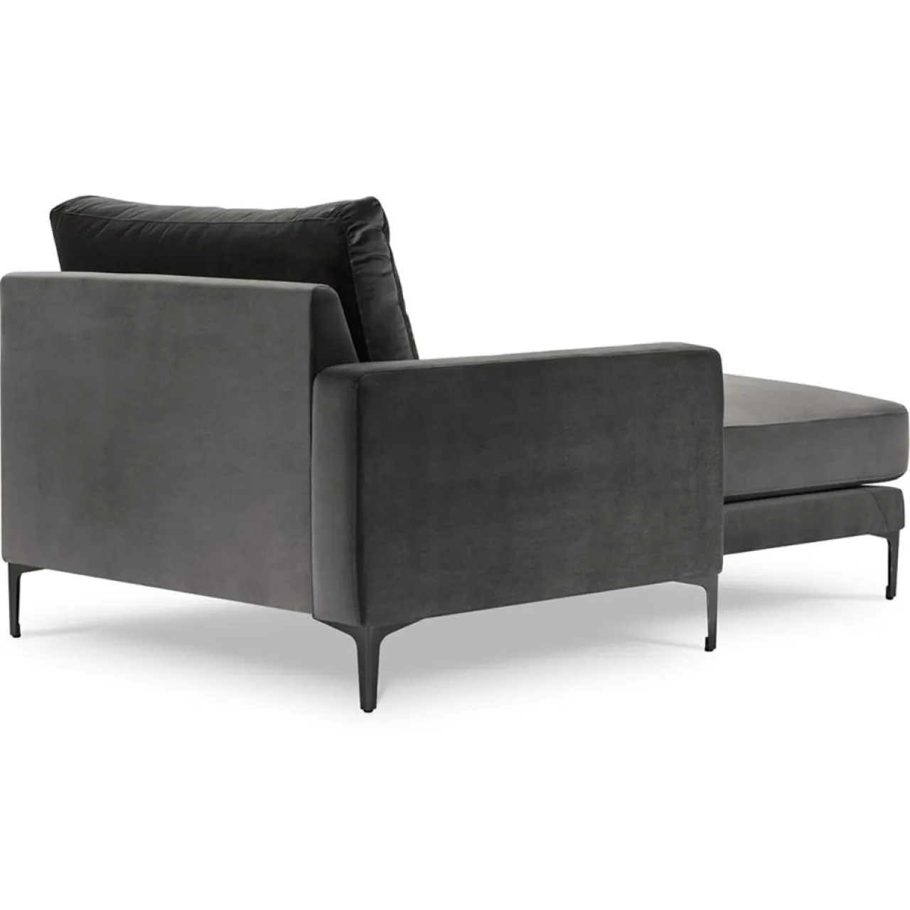 Méridienne Velours Gauche Venus grise - 160x104x90 cm