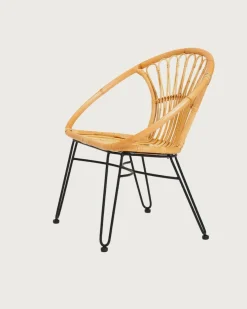 Naga - Fauteuil en rotin naturel et pieds métal