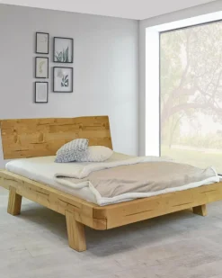 Nalia - Lit poutre en bois massif d'épicéa 180 CM