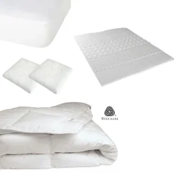 Pack 4 pièces : Oreiller + Protège-Matelas + Couette + Surmatelas - 90x190 cm