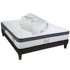 Pack Prêt à Dormir Tivoli Matelas + Sommier + Accessoires blanc - 180x200 cm