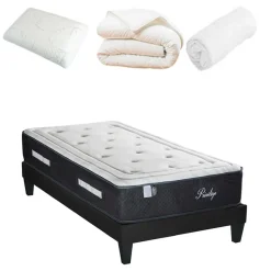 Pack prêt-à-dormir Privilège blanc/gris - 90x190 cm