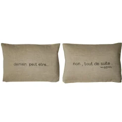 Paire de coussins sérigraphiés en lin naturels 25x40cm