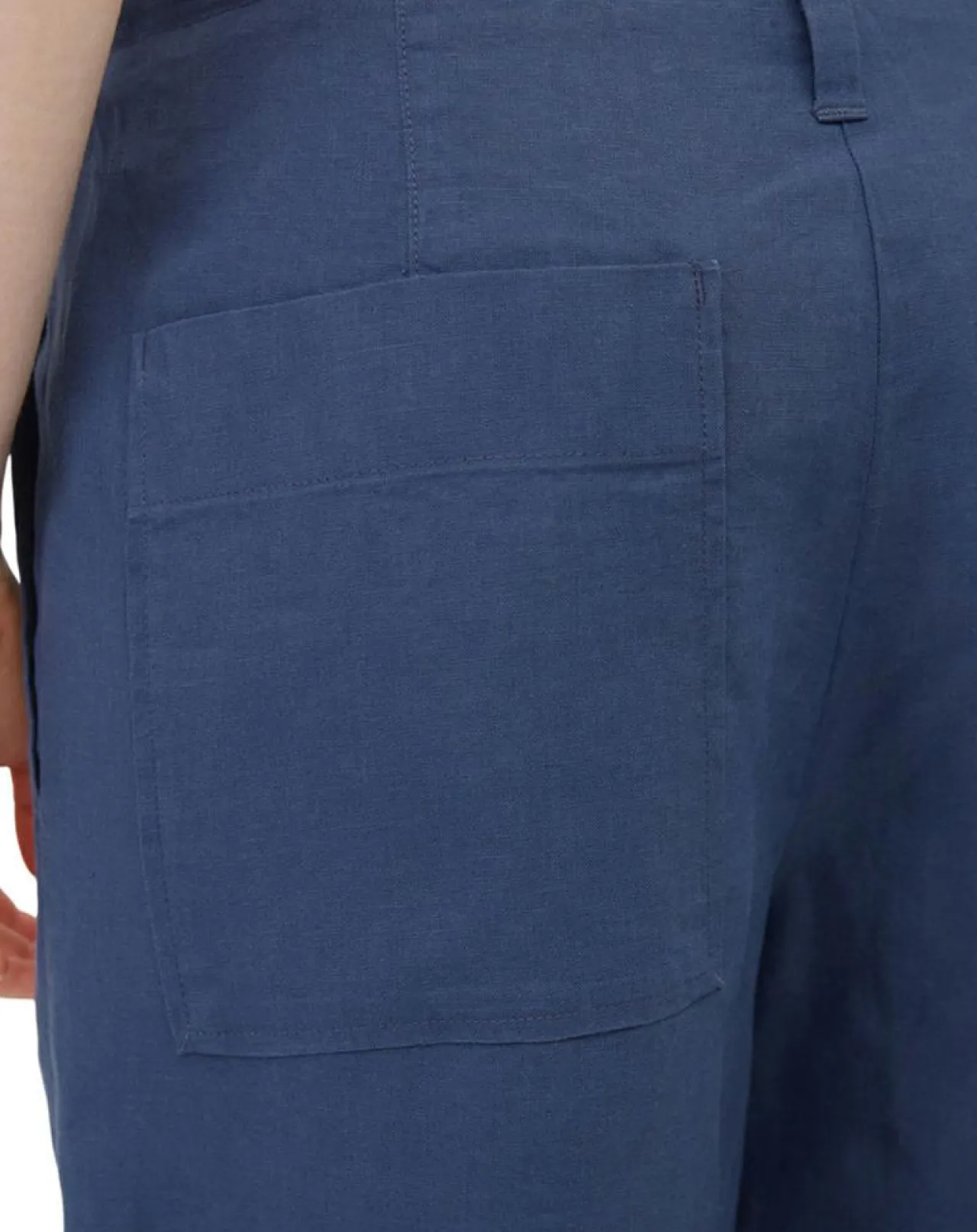 Pantalon 100% Lin Elastique Lin bleu moyen