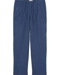 Pantalon 100% Lin Elastique Lin bleu moyen