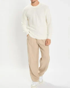 Pantalon 100% Lin Mossbo Pant Pinces beige