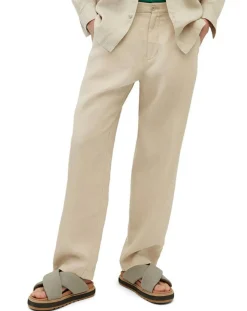 Pantalon 100% Lin Mossbo Pant Pinces beige