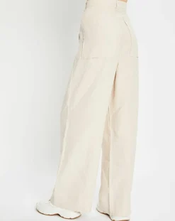 Pantalon 100% Lin Plissé Large Kl beige