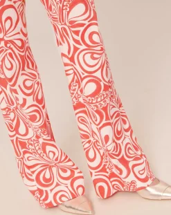 Pantalon à motif graphique corail corail