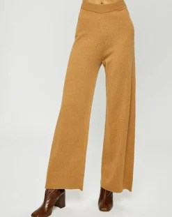 Pantalon ample en Maille de Coton bio mélangé camel