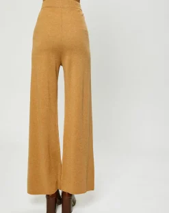 Pantalon ample en Maille de Coton bio mélangé camel
