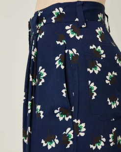 Pantalon ample fluide Julia imprimé marine