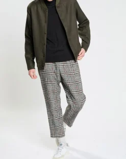 Pantalon ample fuselé multicarreaux gris