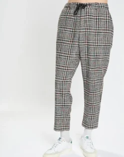 Pantalon ample fuselé multicarreaux gris